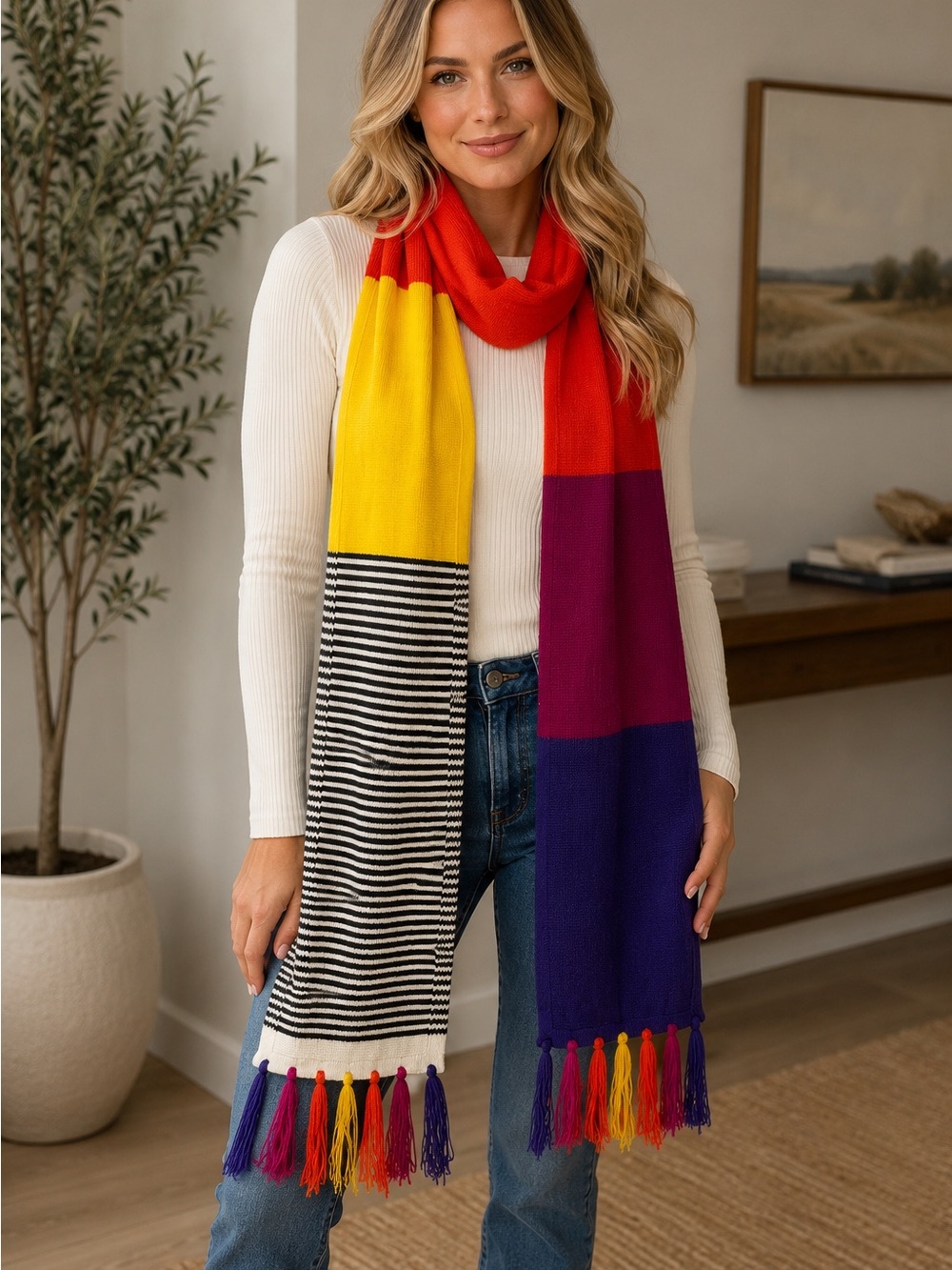 New York & Company Colorful Knit Scarf